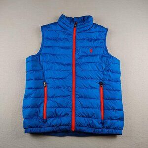 Polo Ralph Lauren Puffer Vest Boys sz Medium 10-12 Blue Zip Up
